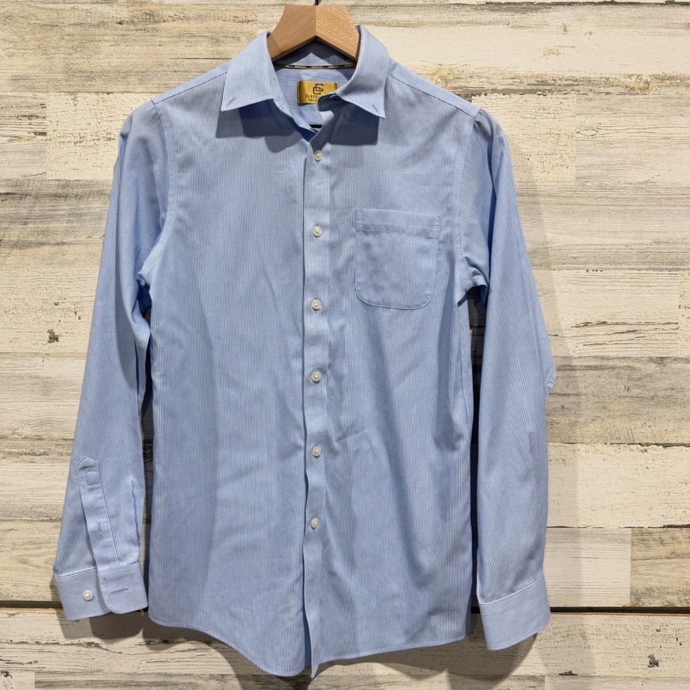 Class Club Gold Label Button Down Boys 14/16 Blue Striped Preppy EUC